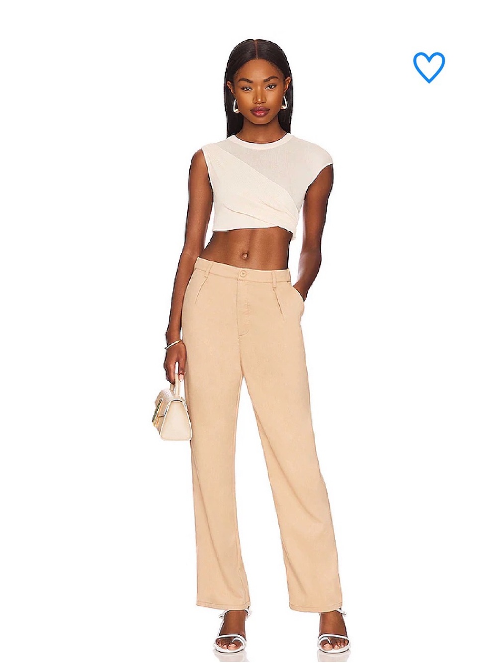 SUPERDOWN | Vivian Straight Leg Trouser Pant | Tan Khaki | Size M